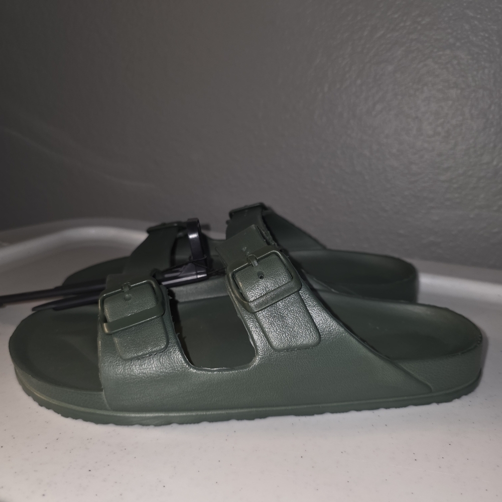 Men's George Olive Green Double Strap Buckle Slip On Sandals Size 8 - Picture 3 of 6